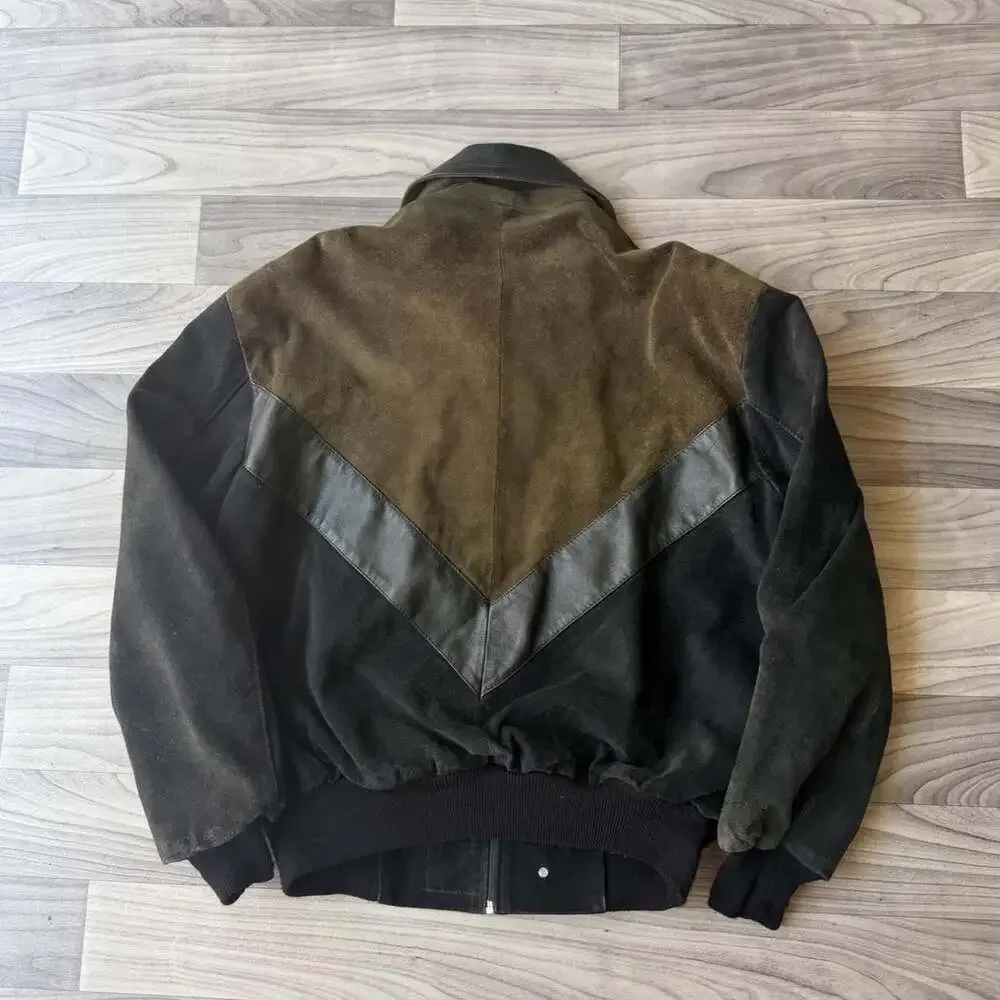 Vintage European Community Pelle Suede Bomber Jacket Large